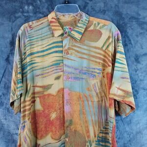 Vintage Jams World Hawaiian Shirt Men Size Medium All Over Print Rayon USA